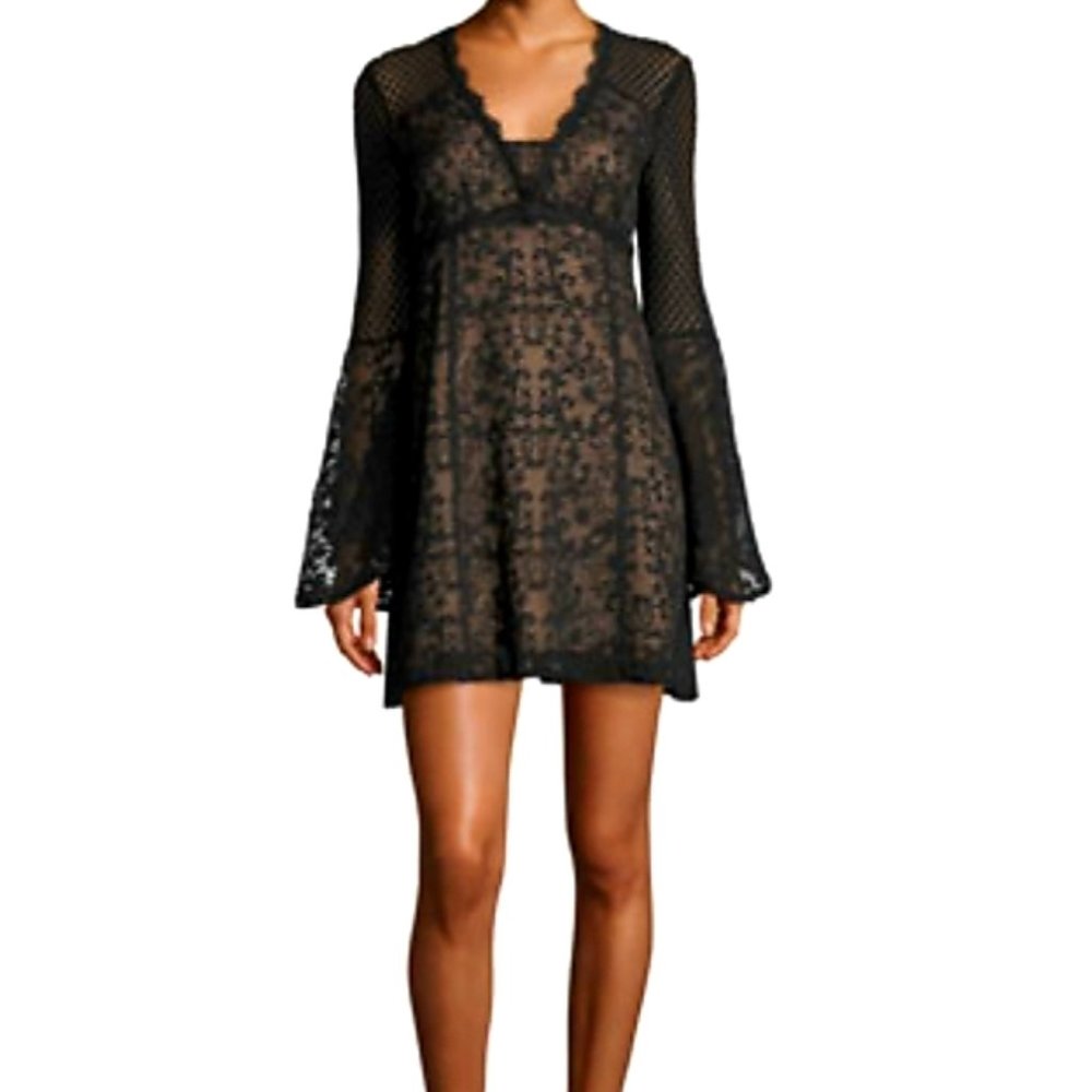 Prom Nanette Lepore Lace Samba Dress Trumpet Bell Sleeves NWOT